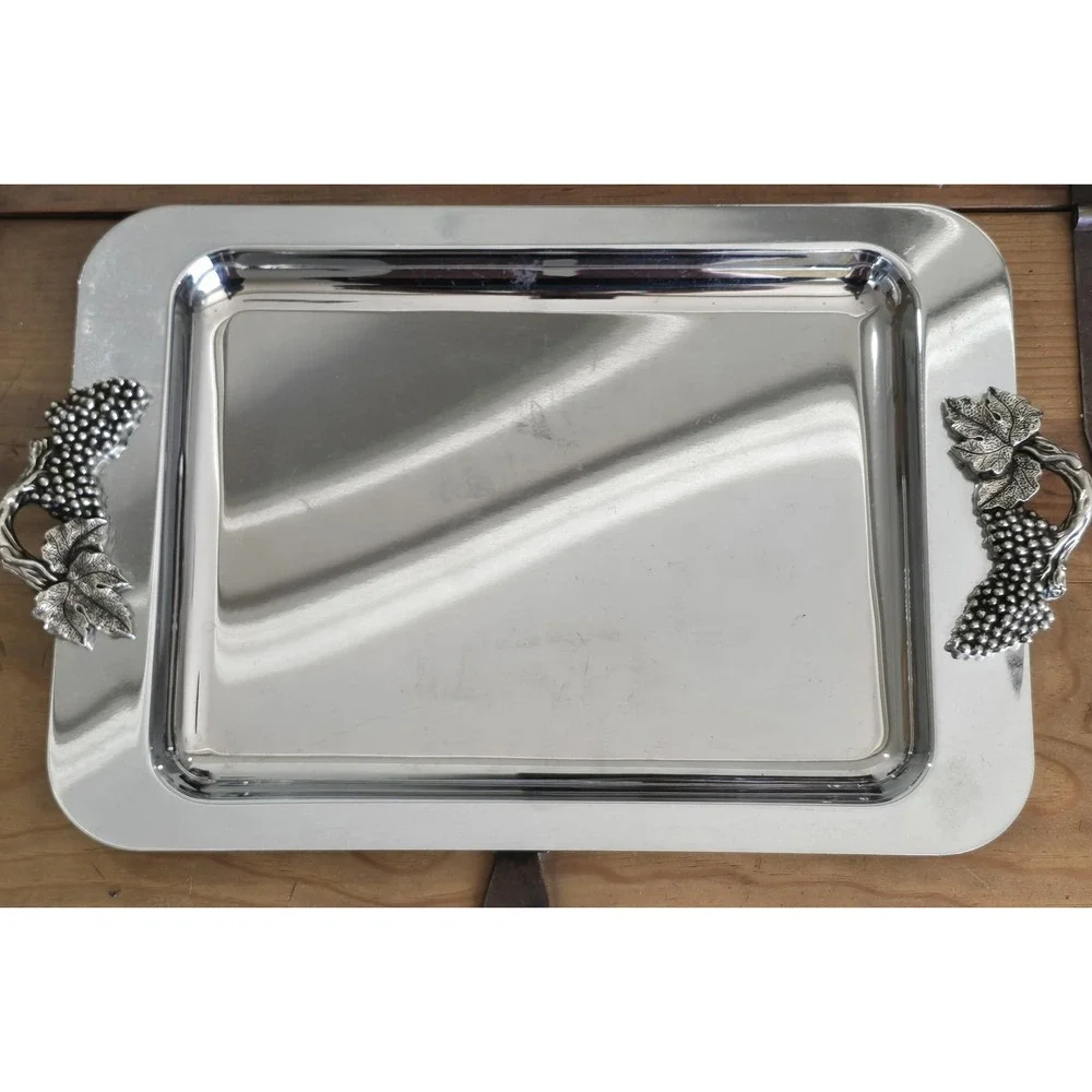 Vintage Towle Silversmiths Grape Vine Serving Tray Silver Tone 20